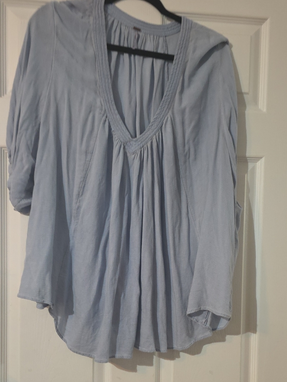 Free People Light Blue V-Neck Peasant Tunic